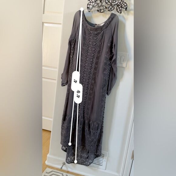 Sundance Viviana Chiffon Midi Dress in Grey 4 NWOT - Picture 8 of 11